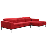 28' Red Fabric and Wood Sectional Sofa