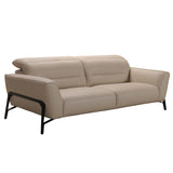 30' Taupe Leather Iron and Wood Sofa and Chair Set