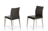 Two 36' Dark Grey Leatherette and Metal Dining Chair