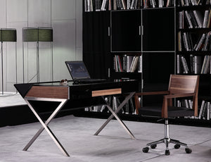 29.5' Veneer and Stainless Steel Office Desk