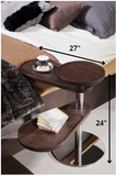 24' Brown Oak Veneer and Stainless Steel End Table