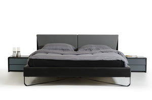 37' Grey and Black Leatherette and Metal Queen Bed