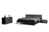 37' Grey and Black Leatherette and Metal Queen Bed