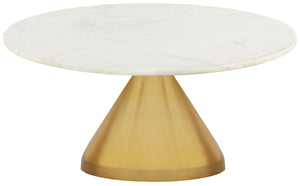 Emery Marble / Stainless Steel Contemporary White Marble Coffee Table - 36" W x 36" D x 16.5" H