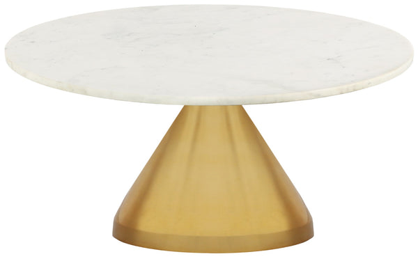 Emery Marble / Stainless Steel Contemporary White Marble Coffee Table - 36" W x 36" D x 16.5" H