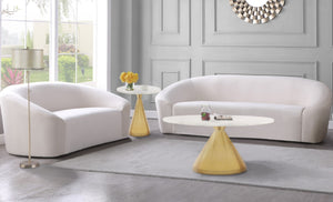 Emery Marble / Stainless Steel Contemporary White Marble Coffee Table - 36" W x 36" D x 16.5" H