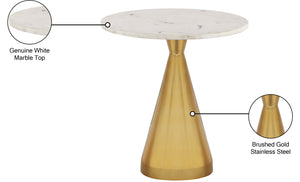 Emery Marble / Stainless Steel Contemporary White Marble End Table - 20" W x 20" D x 22" H