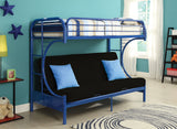 84' X 62' X 65' Twin Xl Over Queen Blue Metal Tube Futon Bunk Bed