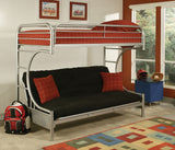 84' X 62' X 65' Twin Xl Over Queen Silver Metal Tube Futon Bunk Bed