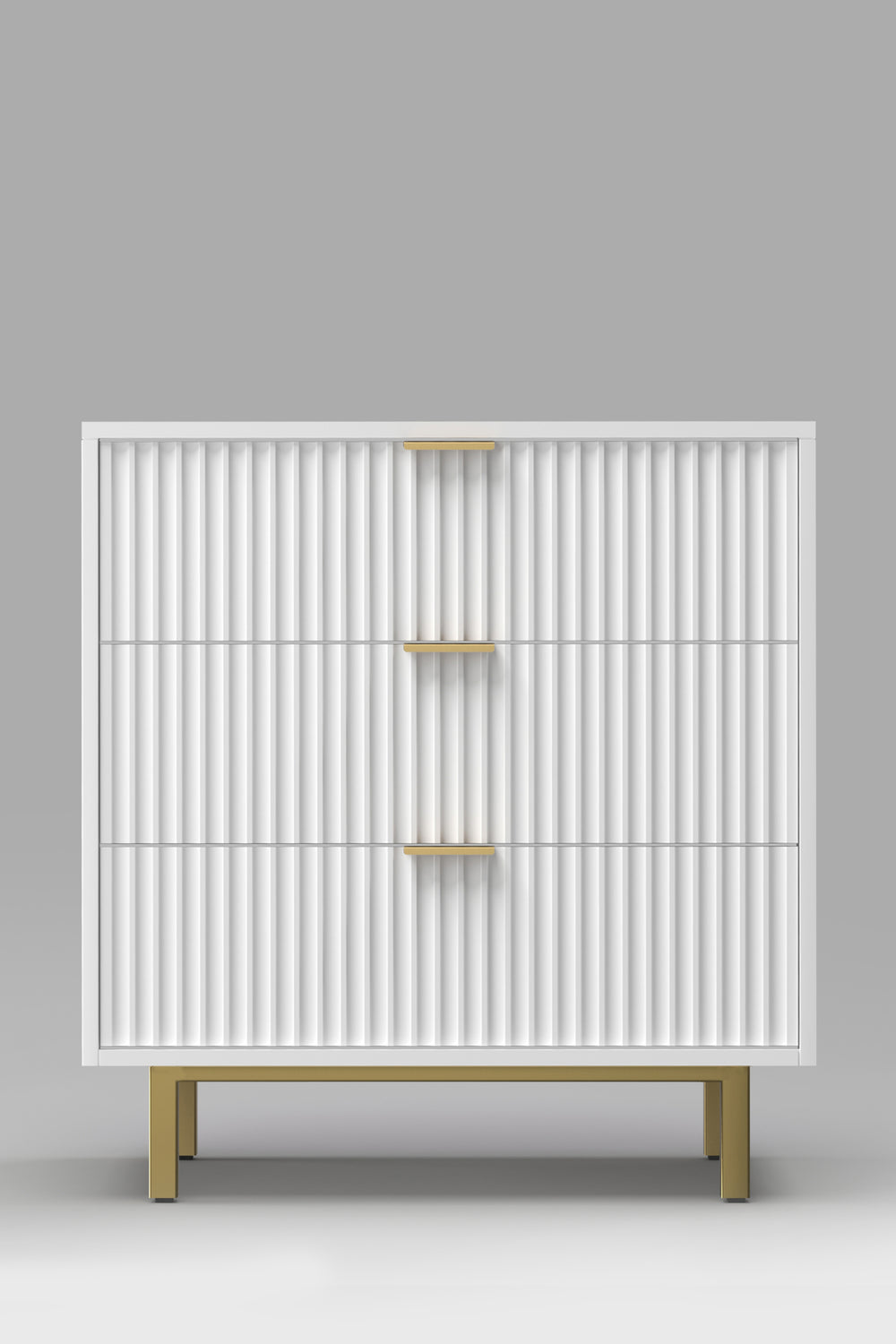 Casey Small Chest - Elegant White Mahogany Storage with Gold Accents, Fully Assembled & Stylish!