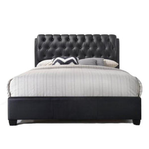 90' X 79' X 49' Black Pu Button Tufted King Bed