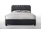 85' X 63' X 50' Black Pu Button Tufted Queen Bed