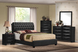 85' X 63' X 50' Black Pu Button Tufted Queen Bed