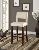 White Faux Leather And Espresso Wooden Bar Chair