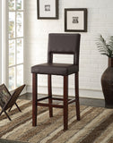 Black Faux Leather And Espresso Wooden Bar Chair