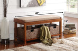 42' X 15' X 18' Light Brown Microfiber And Walnut Bench With Storage