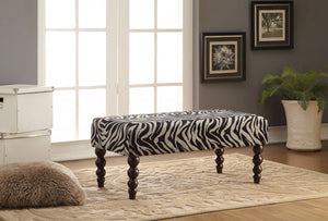40' X 20' X 17' Zebra Fabric And Rubber Wood Bench