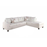 78' X 33' X 34' White Bonded Leather Reversible Sectional Sofa With 2 Pillows
