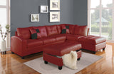 78' X 33' X 34' Red Bonded Leather Reversible Sectional Sofa With 2 Pillows