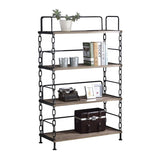 36' X 16' X 59' Rustic Oak And Antique Black Particle Board Bookshelf