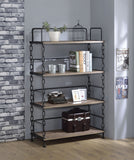 36' X 16' X 59' Rustic Oak And Antique Black Particle Board Bookshelf