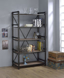 40' X 22' X 72' Rustic Oak And Black Particle Board Bookshelf