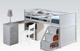 79' X 42' X 47' White Loft Bed With Chest And Swivel DeskLadder
