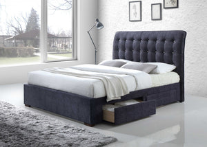 87' X 83' X 47' Dark Gray Fabric King Bed With Storage