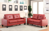 71' Red Pu Platinum Sofa And Loveseat