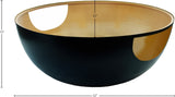 Doma Glass / Iron Contemporary Black / Gold Coffee Table - 32" W x 32" D x 15" H