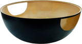 Doma Glass / Iron Contemporary Black / Gold Coffee Table - 32" W x 32" D x 15" H