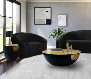 Doma Glass / Iron Contemporary Black / Gold End Table - 20" W x 20" D x 20" H