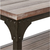 60' Rustic Weathered Oak Console Storage Table