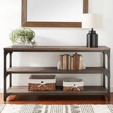 60' Rustic Weathered Oak Console Storage Table