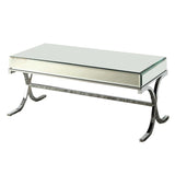 42' X 21' X 19' Mirrored Top And Chrome Coffee Table
