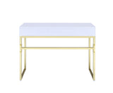 42' X 19' X 31' White And Brass Particle Board Desk