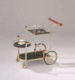 38' X 21' X 33' Golden Plated And Black Glass Serving Cart