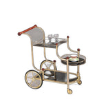 38' X 21' X 33' Golden Plated And Black Glass Serving Cart
