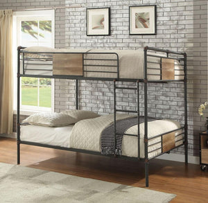 83' X 65' X 68' Sandy Black Dark Bronze HandBrushed Queen Over Queen Bunk Bed