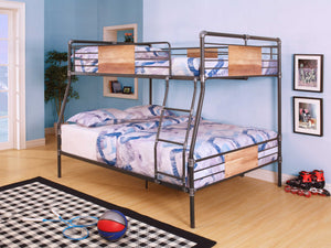 83' X 65' X 68' Sandy Black Dark Bronze HandBrushed Full Xl Over Queen Bunk Bed