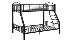 HomeRoots 78" X 56" X 67" Twin Over Full Black Bunk Bed 286161-HOMEROOTS 286161