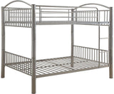 78' X 56' X 67' Silver Metal Full Over Full Bunk Bed