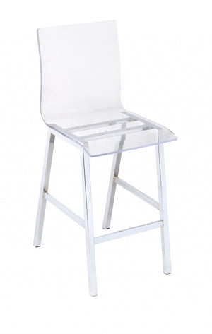19' X 16' X 39' Acrylic And Chrome Counter Height Chair