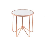 22' X 22' X 22' Frosted Glass And Rose Gold End Table