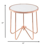 22' X 22' X 22' Frosted Glass And Rose Gold End Table