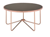 34' X 34' X 18' Smoky Glass And Rose Gold Coffee Table