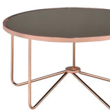 34' X 34' X 18' Smoky Glass And Rose Gold Coffee Table