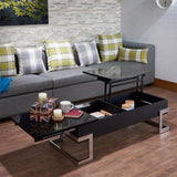 47' X 20' X 14-24' Black And Chrome Particle Board Coffee Table