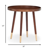 18' X 18' X 19' Walnut Wood Veneer End Table