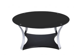 35' X 35' X 16' Black Glass And Chrome Coffee Table